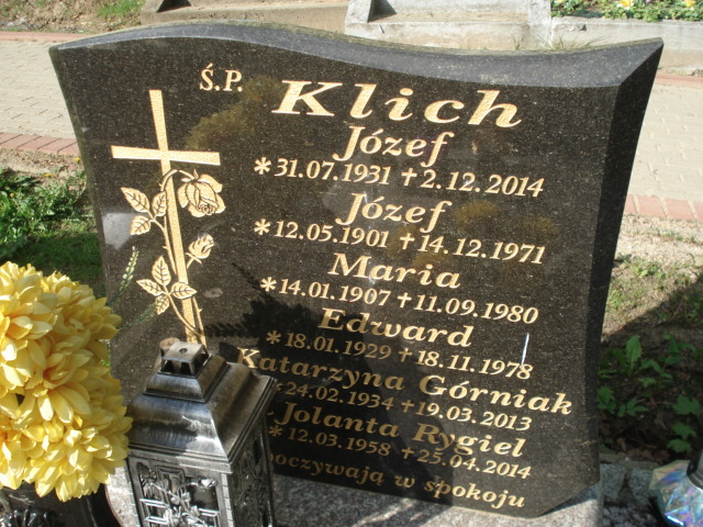 Józef Klich 1931 Kamienna Góra Gmina Miejska - Grobonet - Wyszukiwarka osób pochowanych