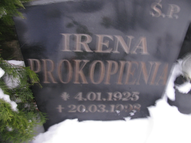Irena Prokopienia 1925 Kamienna Góra Gmina Miejska - Grobonet - Wyszukiwarka osób pochowanych